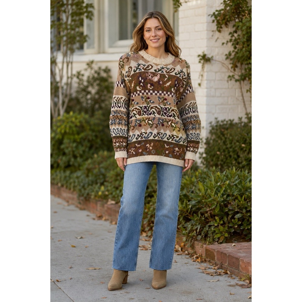 Vintage 1994 Heirloom Collectibles Sweater L Heavy Knit Granny Cottagecore